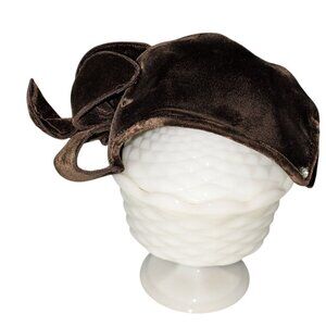 Vintage Hat Frank R. Jelleff Chocolate Brown Velvet flower Hat